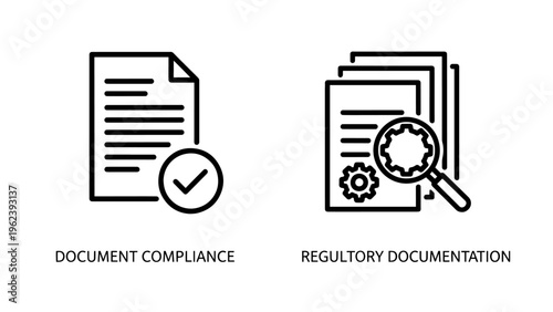 Document compliance and regulatory documentation icons