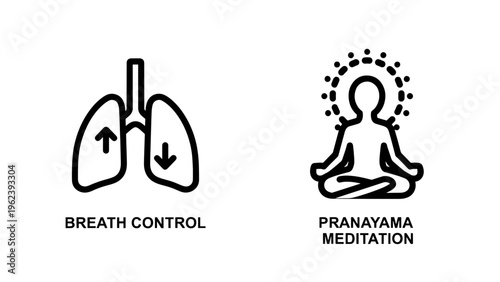 Lungs breath control and meditation icons with suitable for health, wellness
