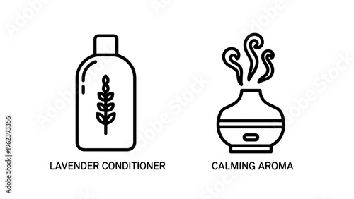 Lavender conditioner and aroma diffuser icons