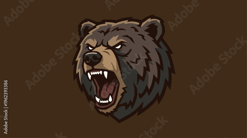 Angry bear head illustration, perfect for wildlife and nature themes.