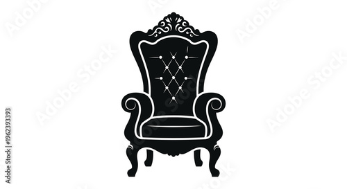 Silhouette of a luxurious high backed armchair with ornate details