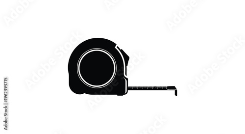Silhouette of a black object with a protruding handle and circular cutout silhouette