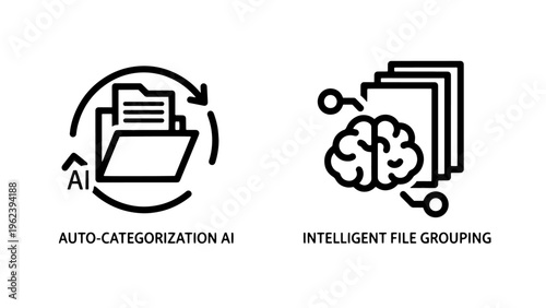 Ai auto categorization and intelligent file grouping icons