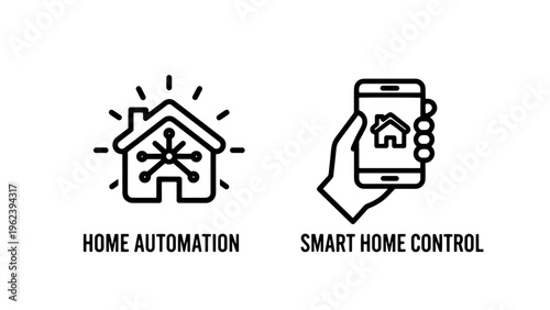 Smart home system icons for connected automation and remote device control