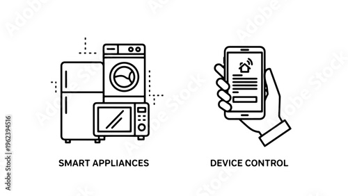 Smart home appliances and digital device control application icon set