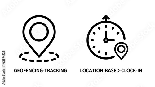 Geofencing tracking and location based clock in system icons