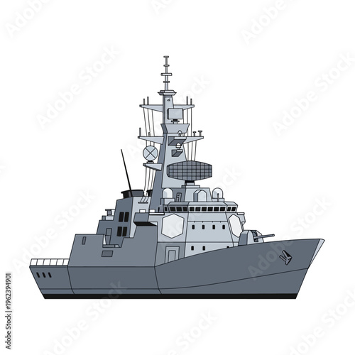 Modern Warship Military Naval Vessel Illustration