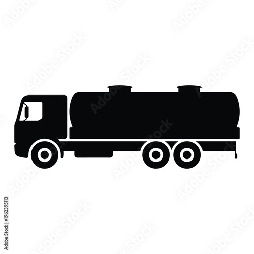 Oil tanker truck silhouette vector illustration for industrial transport concepts
