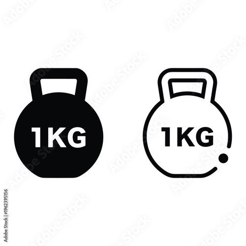 Kettlebell weight icons 1kg fitness symbols vector illustration