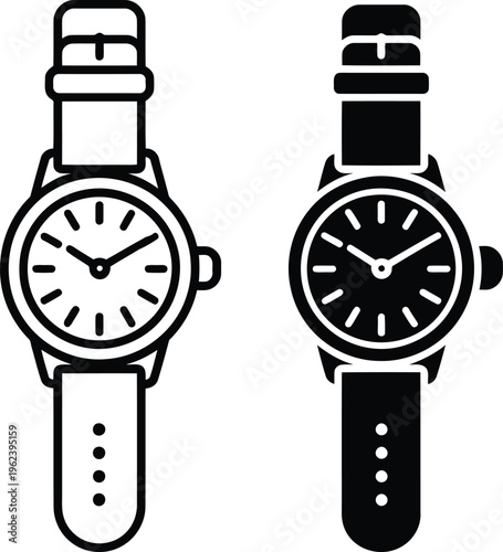 Two watches with black and white color