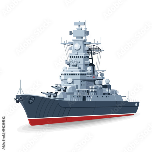 Modern Warship Battleship Military Naval Vessel Illustration