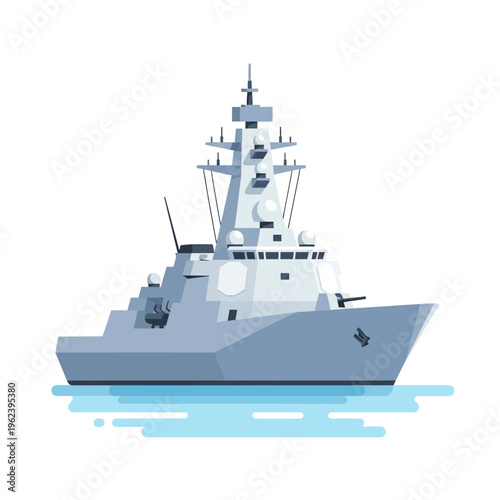Modern Warship Destroyer Naval Vessel Illustration