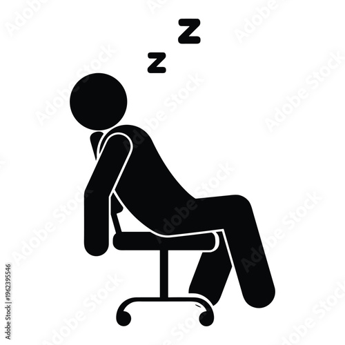 Tired office worker sleeping in chair vector illustration