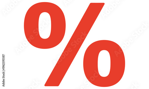 Large red percent symbol on white background illustration