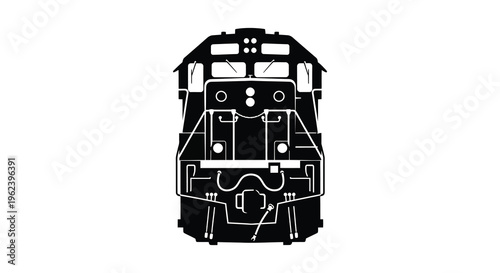 Silhouette of a train engine from the front view