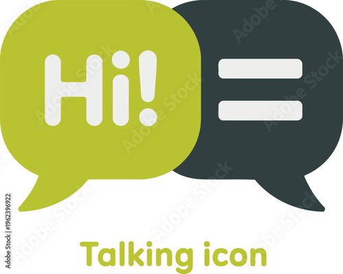 A talking icon with a speech bubble saying hi