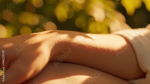 Sun-Kissed Skin - A Moment of Serenity and Natural Beauty.