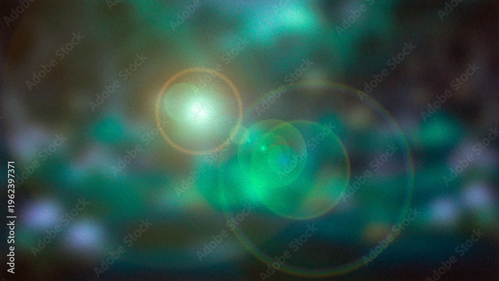 Obraz premium vibrant cosmic nebula background with glowing green and gold light effects for creative design