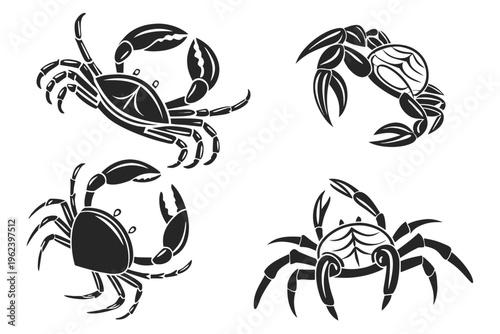 Four different crab illustrations