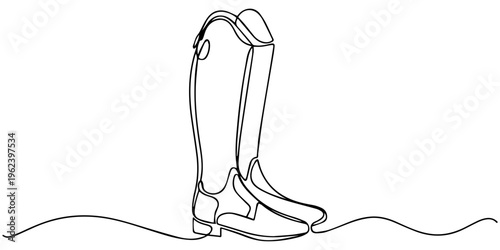One pair of cowboy boots, one continuous line Digital single line sketch drawing vector illustration edited strokes.