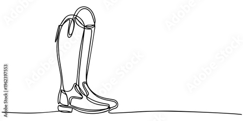 One pair of cowboy boots, one continuous line Digital single line sketch drawing vector illustration edited strokes.