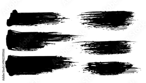 Collection of Black Brush Strokes with One Orange Accent