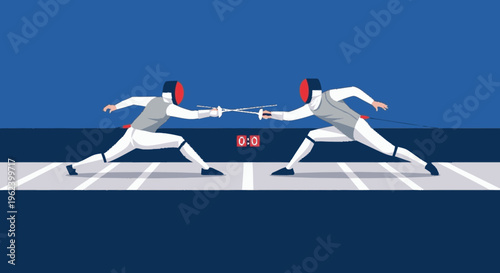 Fencers Engaging in a Dueling Match.