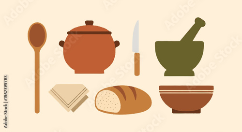 Kitchen Utensils and Cooking Essentials Display.