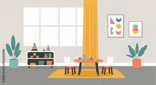 Modern Living Room Interior with Furniture.