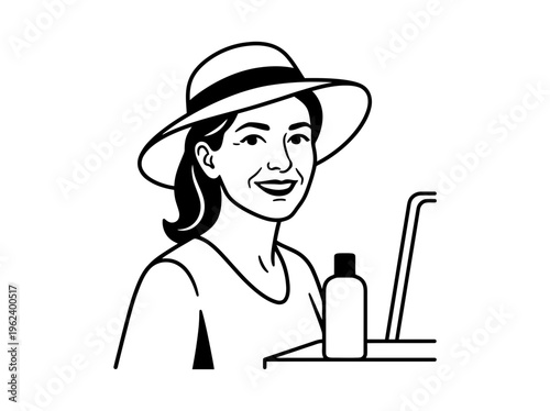 Smiling woman hydrating after self care routine