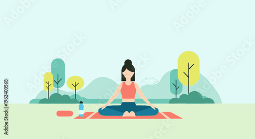 Woman Practicing Yoga in Lotus Position.