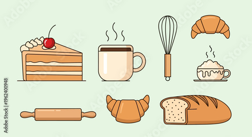 Baker prepares various breads and desserts with coffee in a kitchen setting