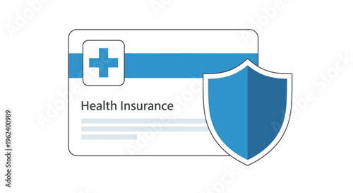 A health insurance card with a shield symbolizes protection and security for medical coverage.