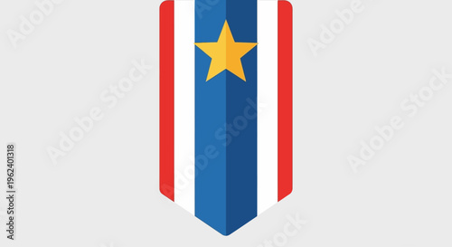 A vibrant star shines brightly on a colorful emblem in close-up view