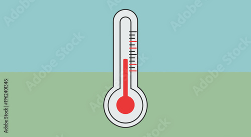 A thermometer is rising high in temperature outside on a sunny day