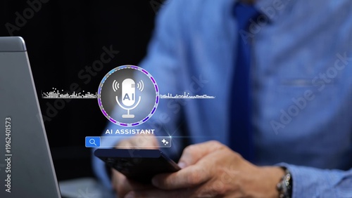 Foto Person interacting with an AI assistant through chatbot interface