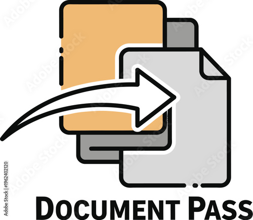 Document transfer icon illustrates the process of moving digital files from one location to another.