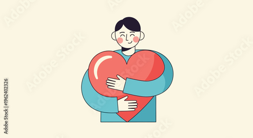 Man holding a heart with love and care indoors happily