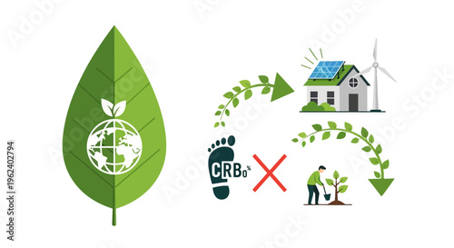 Sustainable Living & Green Energy: Carbon Footprint Zero, Renewable Power, and Reforestation for a Healthier Planet Icon