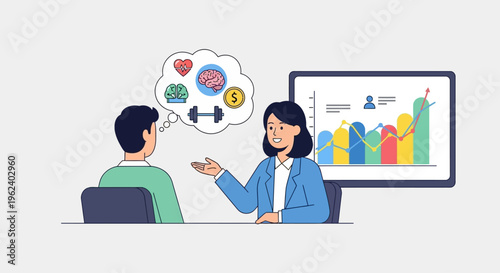 Businesswoman explaining data to colleague in office meeting room