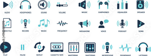 Audio and Sound Vector Icons – Music and Media Icon Set