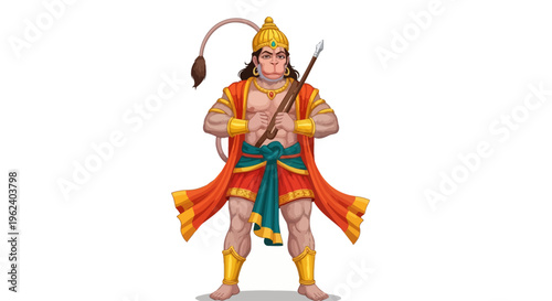 Mythical Archer Character Wields Bow and Arrow in Ancient Warrior Costume Outdoors