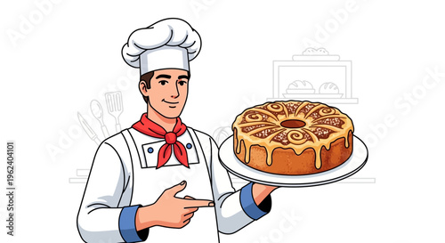 Chef presenting a delicious sweet dessert to guests in a restaurant