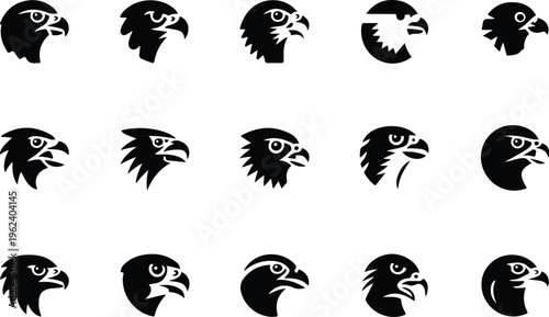 Falcon Silhouette Icon Collection Set