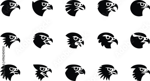 Falcon Silhouette Icon Collection Set