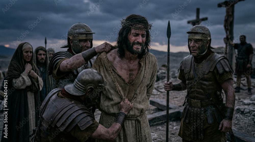 Fototapeta premium Jesus Christ Stripped of His Garments, Tenth Station of the Cross, Good Friday