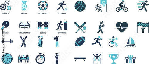 Sports Vector Icons – Football, Boxing and Table Tennis Set