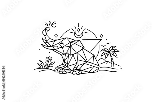 Wildlife Decor Line Art Vector