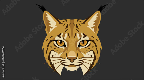 Detailed illustration of a majestic lynx head against a dark background.