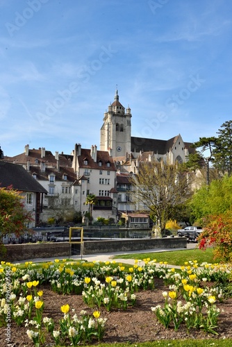 Panorama de Dole et sa collégiale (Jura)